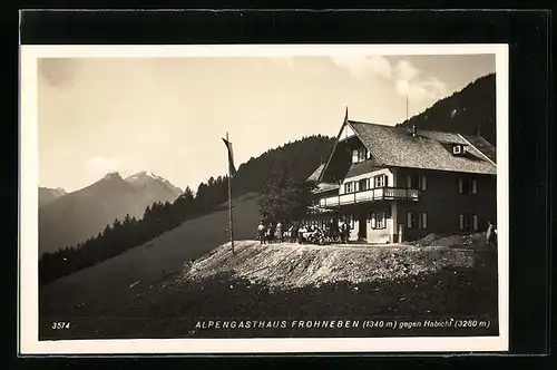 AK Telfes, Alpengasthof Frohneben gegen den Habicht