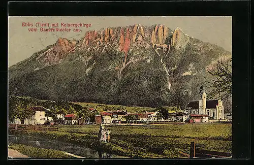 AK Ebbs, Blick vom Bauerntheater auf das Kaisergebirge