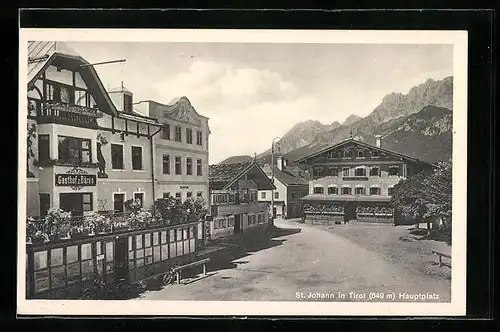 AK St. Johann, Hauptplatz mit Gasthof z. Bären