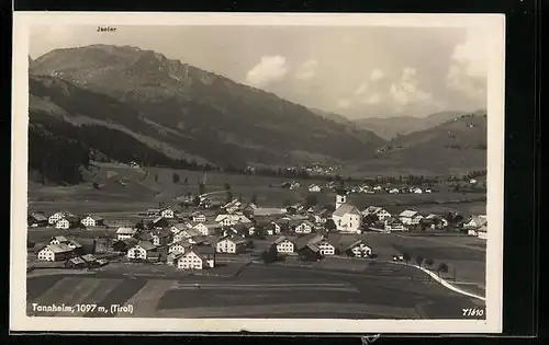 AK Tannheim, der Ort aus der Vogelschau mit Blick auf den Iseler