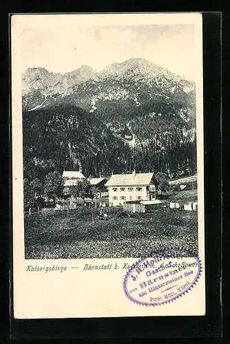 AK Scheffau-Bärnstatt, Ortsansicht gegen Kaisergebirge