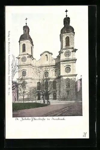 AK Innsbruck, St. Jakobs-Pfarrkirche mit goldenen Fenstern