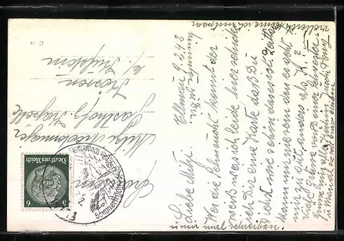 AK Ellmau, Gasthof Post mit Vorplatz und Springbrunnen