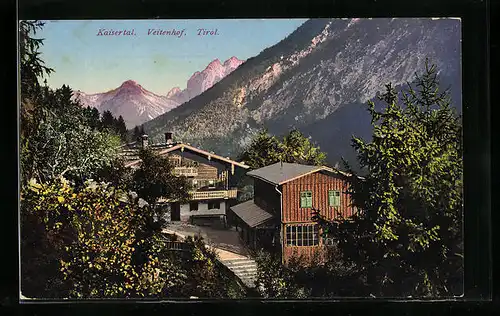 AK Ebbs /Kaisertal, der Veitenhof mit Gebirgspanorama