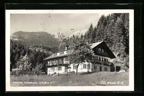 AK Scheffau, Gebirgskulisse mit Pension Eisenmann