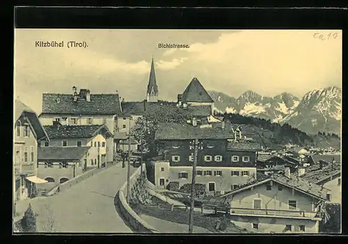 AK Kitzbühel, Bichlstrasse aus der Vogelschau