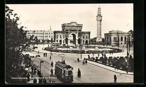 AK Constantinople, Vue Genérale de Bayazid, Strassenbahn