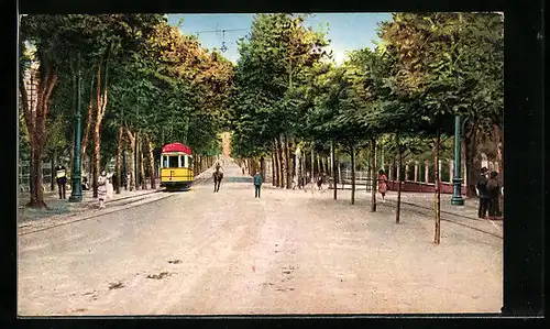 AK Lido de Venezia, Viale S. Maria Elisabetta, Strassenbahn