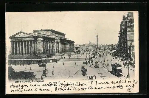 AK Liverpool, Lime Street, Strassenbahn
