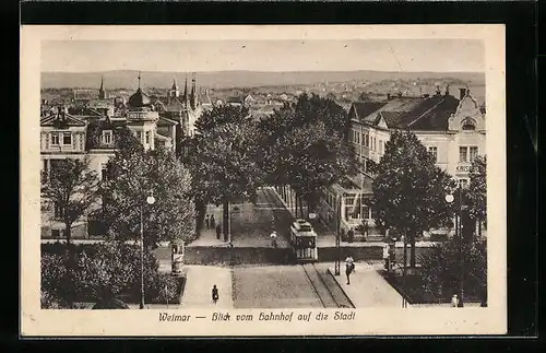 AK Weimar, Blick vom Bahnhof auf die Stadt