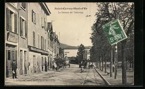 AK Saint-Cyr-au-Mont-d`Or, La Station du Tramway, Strassenbahn