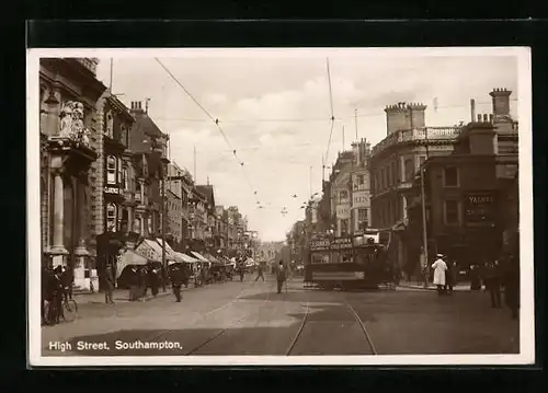 AK Southampton, Strassenbahn in der High Street