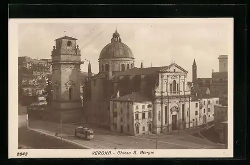 AK Verona, Chiesa S. Giorgio mit Strassenbahn