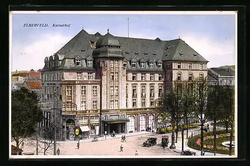 AK Elberfeld, Strassenbahn am Hotel Kaiserhof