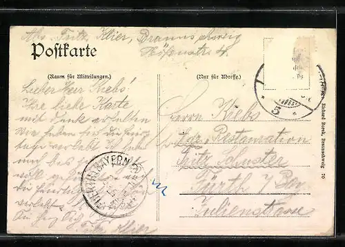 AK Braunschweig, Strassenbahn in der Kaiser Wilhelmstrasse