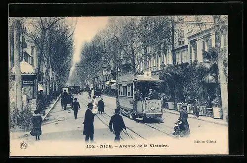 AK Nice, Avenue de la Victoire mit Strassenbahn