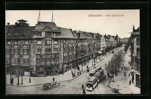AK Düsseldorf, Graf Adolfstrasse mit Strassenbahn