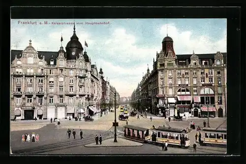 AK Frankfurt a.M., Kaiserstrasse mit Strassenbahn