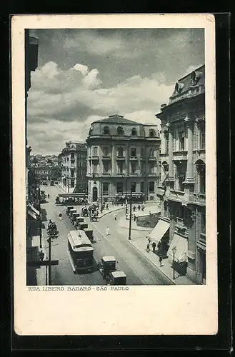 AK Sao Paulo, Rua Libero Badaró, Strassenbahn