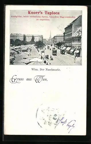 AK Wien, Der Naschmarkt mit Strassenbahn