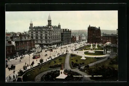 AK Belfast, Donegall Square, Strassenbahn