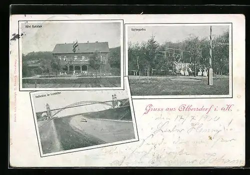 AK Albersdorf i. H., Hotel Ruhleben, Hochbrücke bei Grünenthal