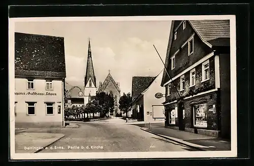 AK Dettingen a. d. Erms, Partie bei der Kirche, Gasthaus zum Löwen