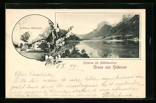 AK Hintersee, Gasthaus Hintersee, Hintersee mit Mühlsturzhorn