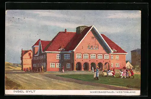 Künstler-AK Westerland /Sylt, Warmbadehaus
