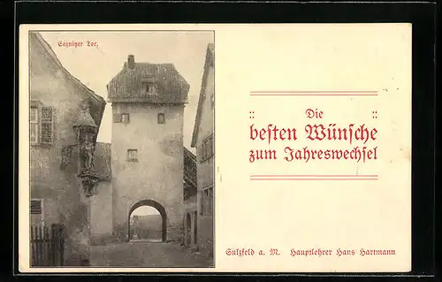 AK Sulzfeld a. M., Segnitzer Tor, Neujahrsgruss