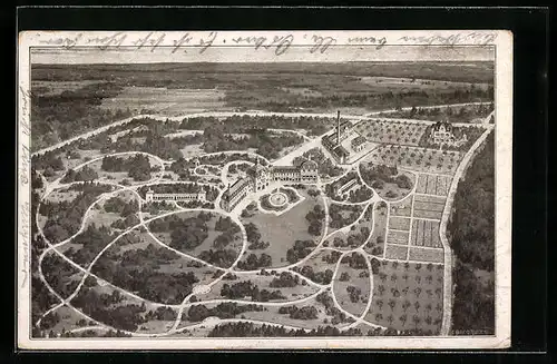 Künstler-AK Planegg, Sanatorium-Gelände