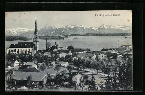 AK Palling, Teilansicht mit Kirche gegen Süden