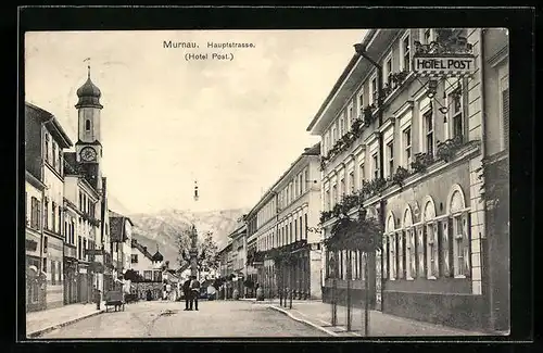 AK Murnau, Hotel Post an der Hauptstrasse