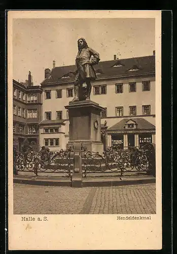 AK Halle a.S., Partie am Hendeldenkmal