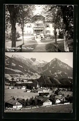 AK Fischen /Allgäu, Fremdenheim Villa Müller, Panorama