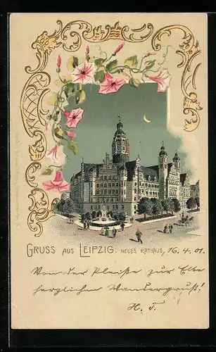 Mondschein-Lithographie Leipzig, Neues Rathaus