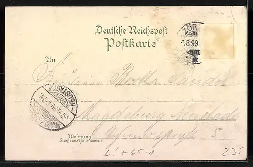 Lithographie Zörbig, Kurzestrasse, Bahnhof, Schloss, Kaiserl. Postamt und Kriegerdenkmal
