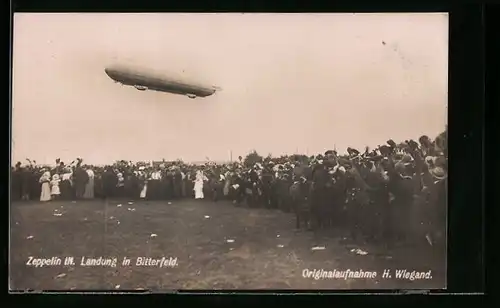 AK Bitterfeld, Zeppelin III Landung in Bitterfeld