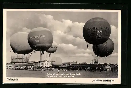 AK Bitterfeld, Ballonwettfliegen, Ballone Bruno Loerzer, von Tschammer und Osten, Hermann Göring