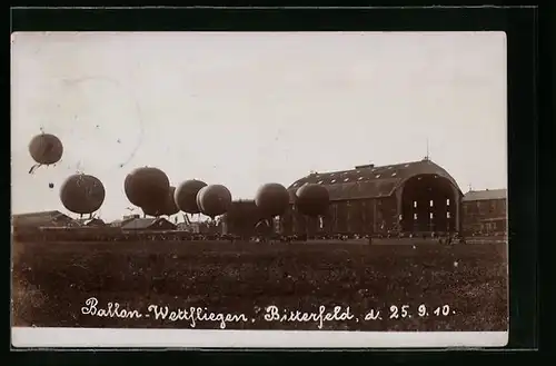 AK Bitterfeld, Ballon-Wettfliegen am 25.09.1910
