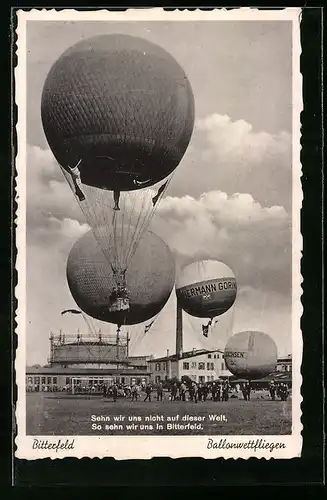 AK Bitterfeld, Ballonwettfliegen, Ballons Hermann Göring und Sachsen