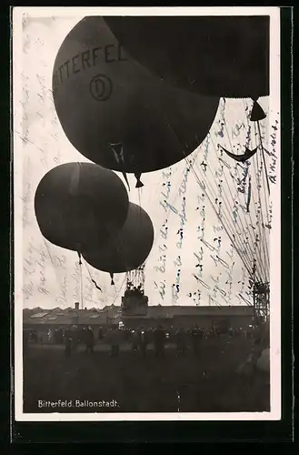 AK Bitterfeld, Ballonwettfliegen, Ballons beim Start