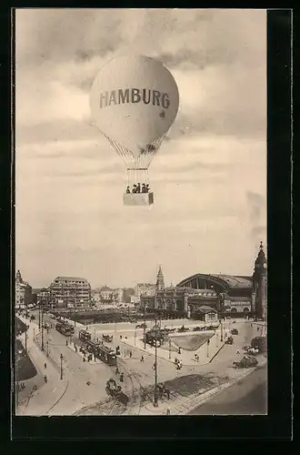 AK Hamburg, Ballon über dem Bahnhof