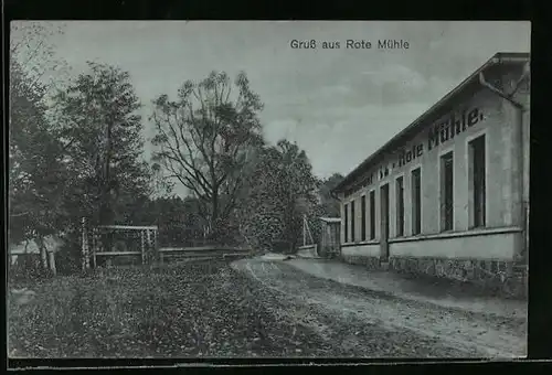 AK Wittstock a. Dosse, Gasthof Rote Mühle in der Strassenansicht