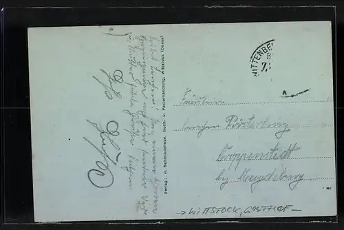 AK Wittstock a. Dosse, Gasthof Rote Mühle in der Strassenansicht