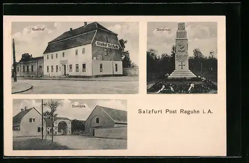 AK Salzfurt b. Raguhn, Gasthof Salzfurth, Domäne und Denkmal