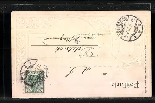 Präge-AK Bitterfeld, Realschule, Wappen, Passepartout