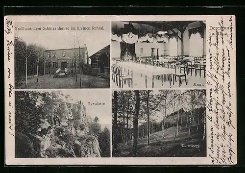 AK Derenburg a. Harz, Gasthaus Schützenhaus im kleinen Rehtal, Innenansicht Saal, Tyrstein