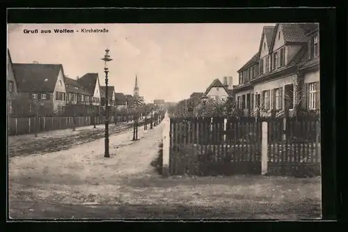 AK Wolfen, Ortspartie mit der Kirchstrasse