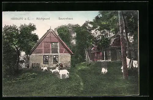 AK Hamburg-Harburg, Bauernhaus im Milchgrund